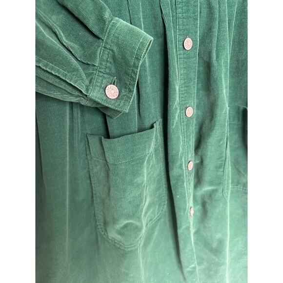Vintage Talbots Forest Green Corduroy Button Front Midi Fall Hoilday Dress XL - Picture 6 of 16
